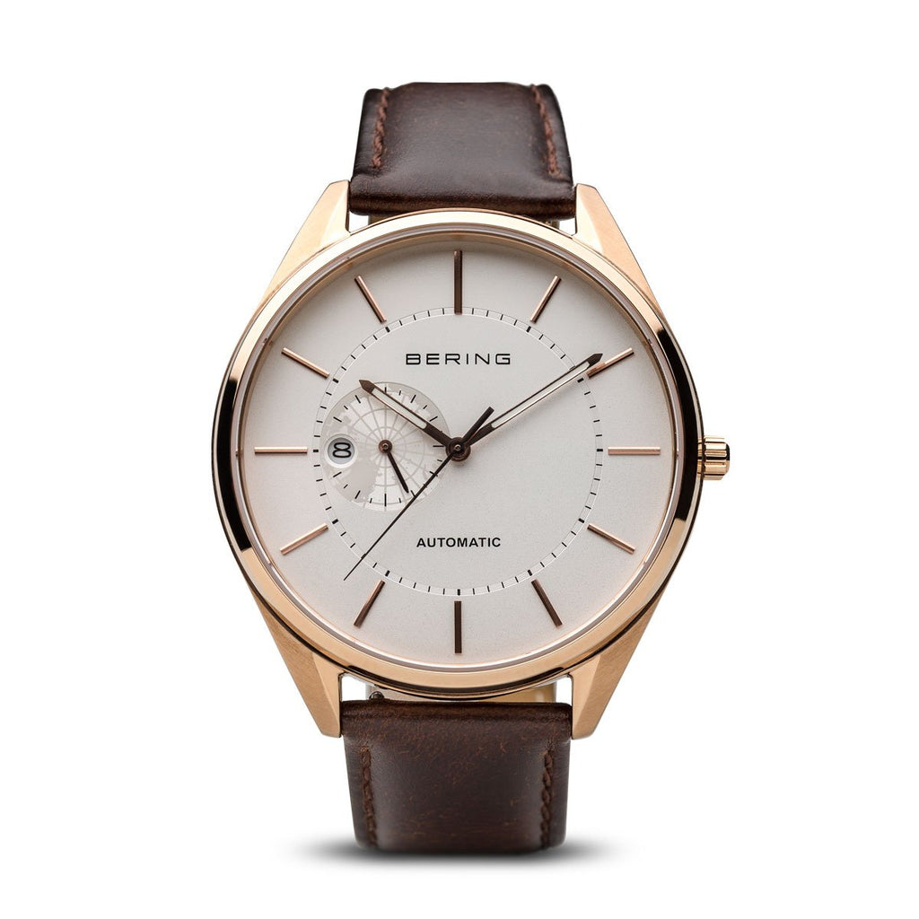 Automatic watch sales leather strap