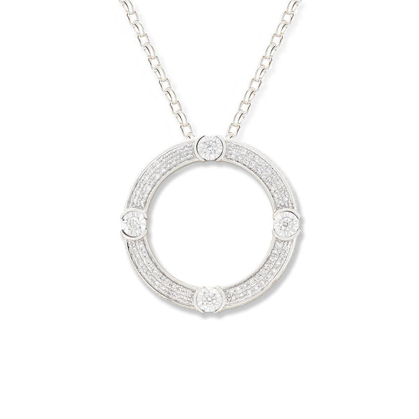 9ct White Gold Diamond circle pendant, 0.25ct total