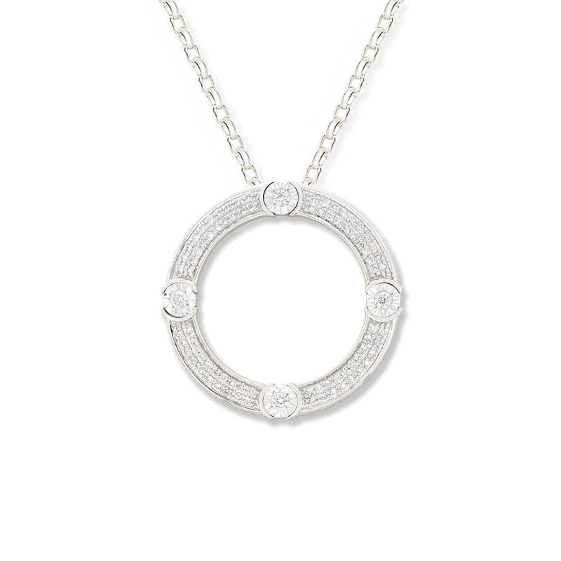 9ct White Gold Diamond circle pendant, 0.25ct total