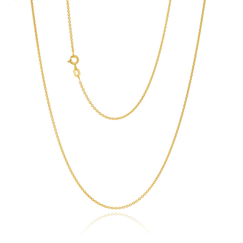 9ct Yellow Gold Diamond Cut Rolo Trace Chain, 1.5mm, 50cm – Etheringtons