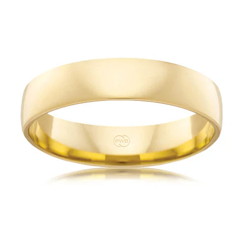 9ct Yellow Gold 5mm Comfort Wedding Band, Polished Finish, size U