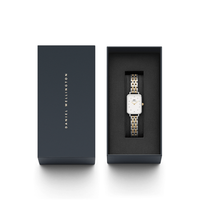 Daniel Wellington Quadro Lumine 20x26 5-Link Gold and Silver White Watch