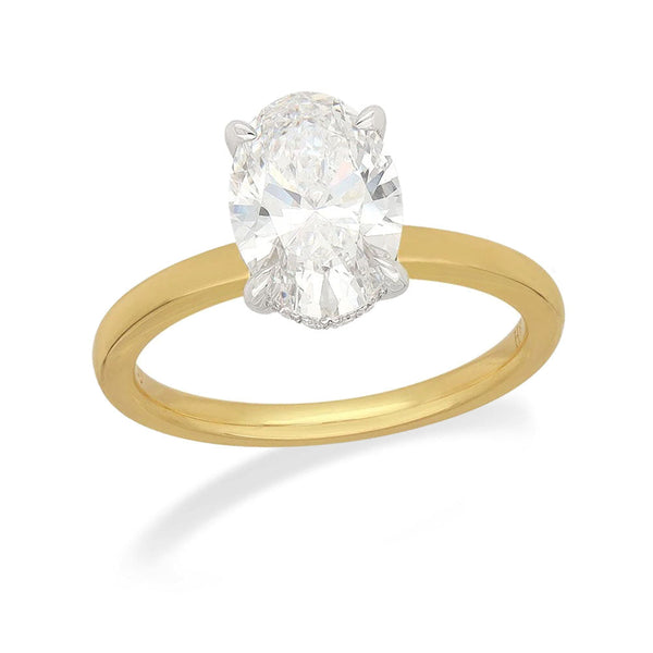 18ct Yellow and White Gold Lab-Grown Oval cut Engagement ring, 1.76ct centre