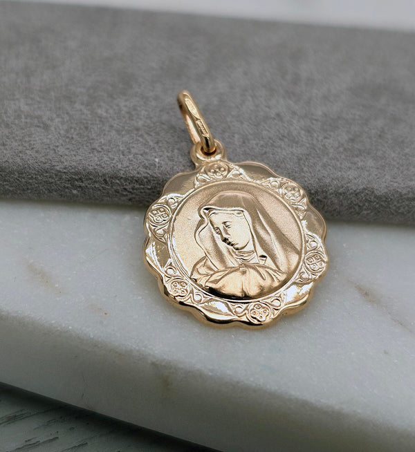 9ct Yellow Gold Virgin Mary Medallion