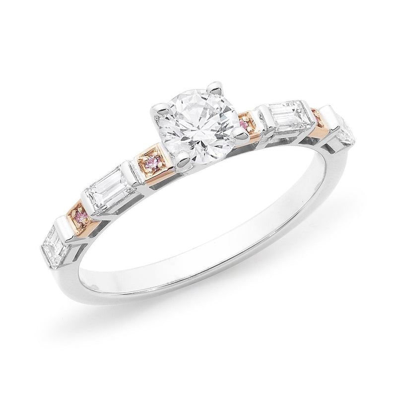 18ct Rose and White Gold 'Pink Caviar' Argyle Diamond ring, total 0.92ct