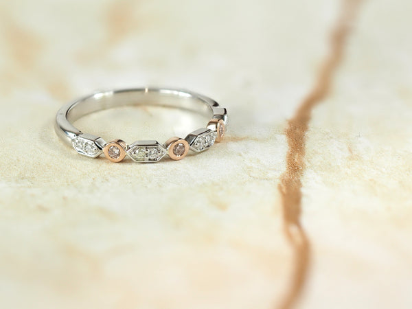 9ct Rose and White Gold 'Pink Caviar' Argyle Diamond Ring, 0.13ct total