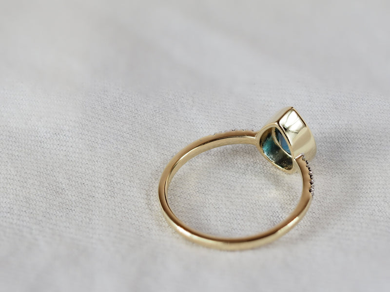 9ct Yellow Gold London Blue Topaz and Diamond Ring