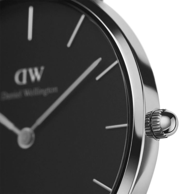 Daniel Wellington Petite 36 Sterling Silver and Black Watch