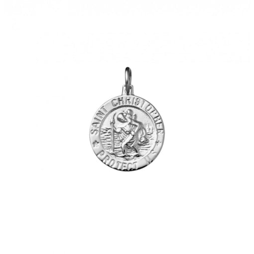 Sterling Silver Round St Christopher Pendant