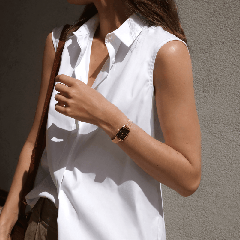 Daniel Wellington Quadro 20X26 Pressed Melrose Rose Gold and Black Watch