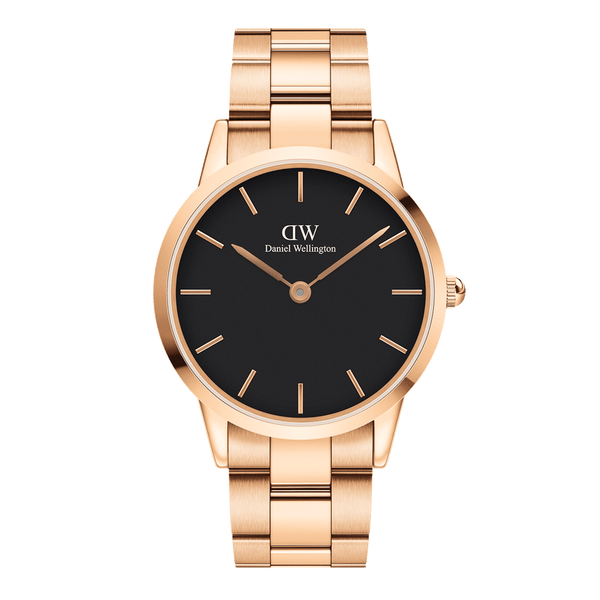 Daniel Wellington Iconic Link 36 Rose Gold and Black Watch