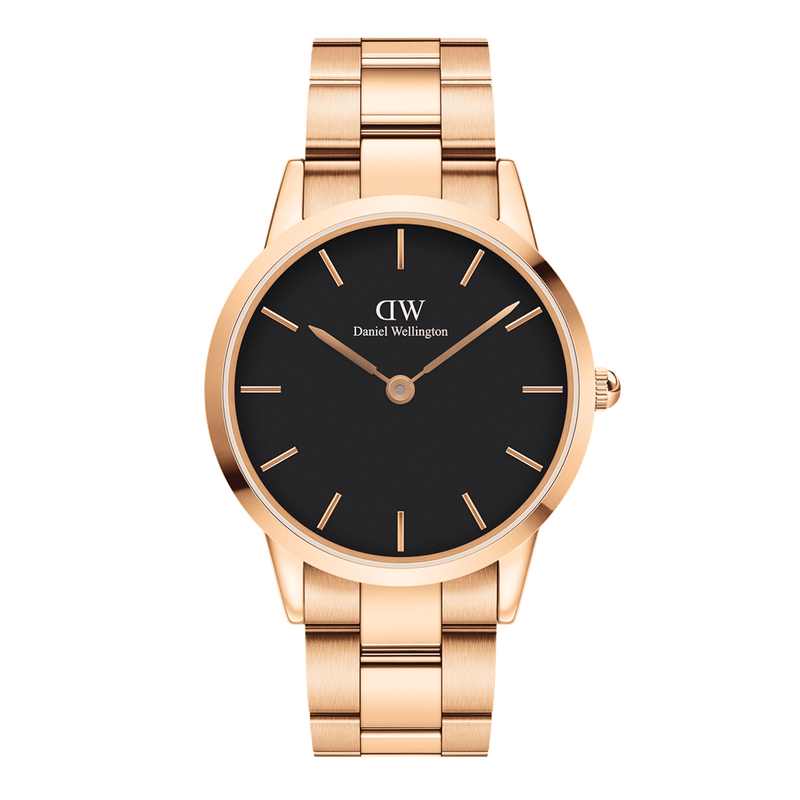 Daniel Wellington Iconic Link 36 Rose Gold and Black Watch