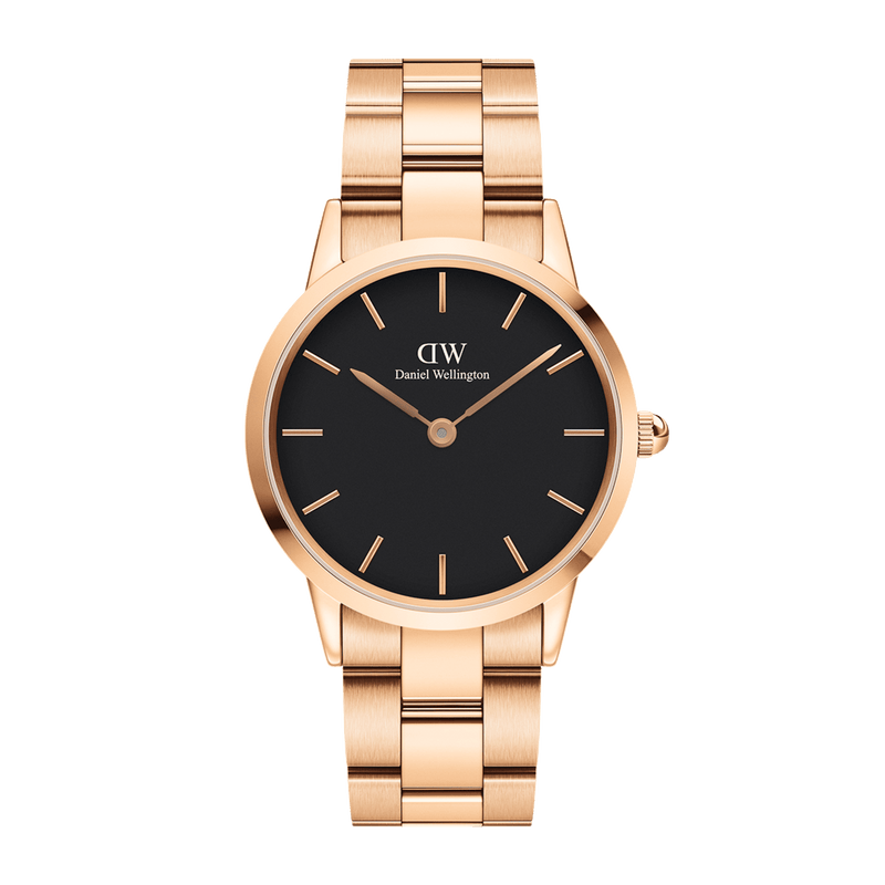 Daniel Wellington Iconic Link 36 Rose Gold and Black Watch