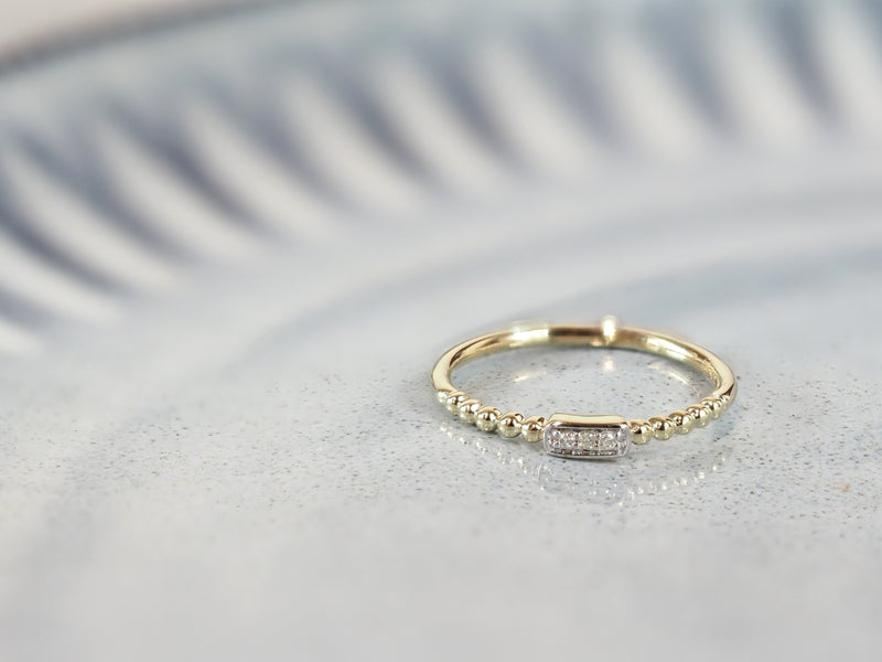 9ct Yellow Gold Diamond Stacker Ring