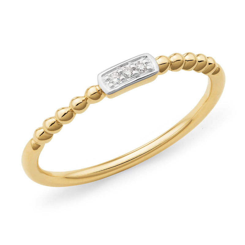 9ct Yellow Gold Diamond Stacker Ring