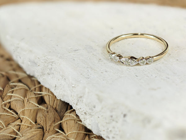 9ct Yellow Gold Diamond Stacker Ring