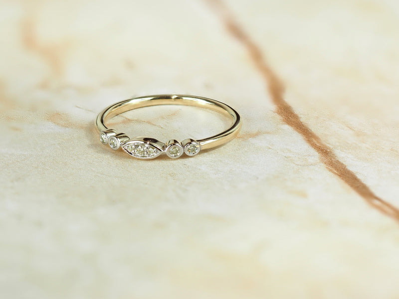 9ct Yellow Gold Diamond Stacker Ring