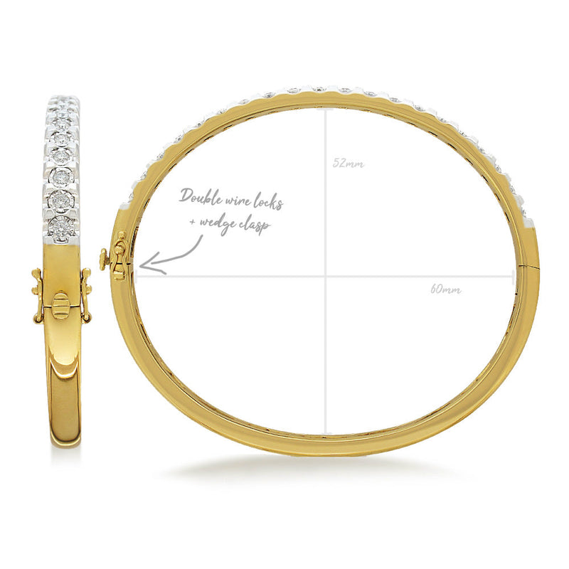 9ct Yellow and White Gold Diamond Bangle, 0.90ct total