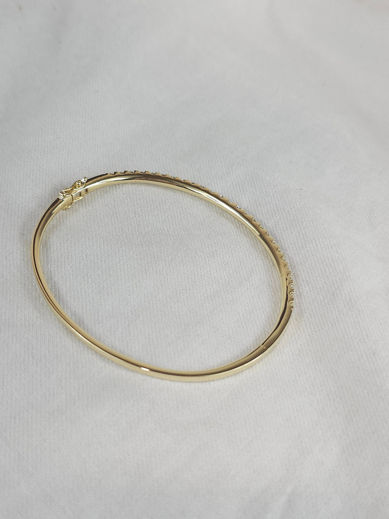 9ct Yellow Gold Lab-Grown Diamond Bangle, 2ct total