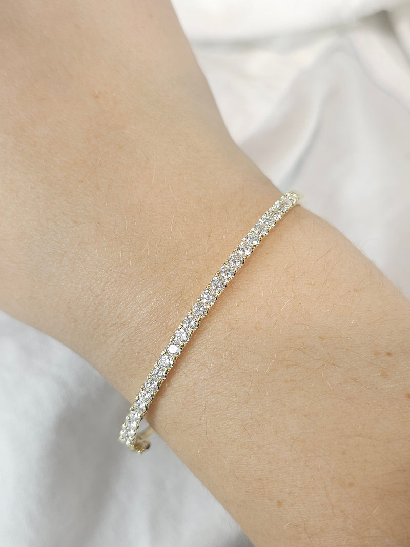 9ct Yellow Gold Lab-Grown Diamond Bangle, 2ct total