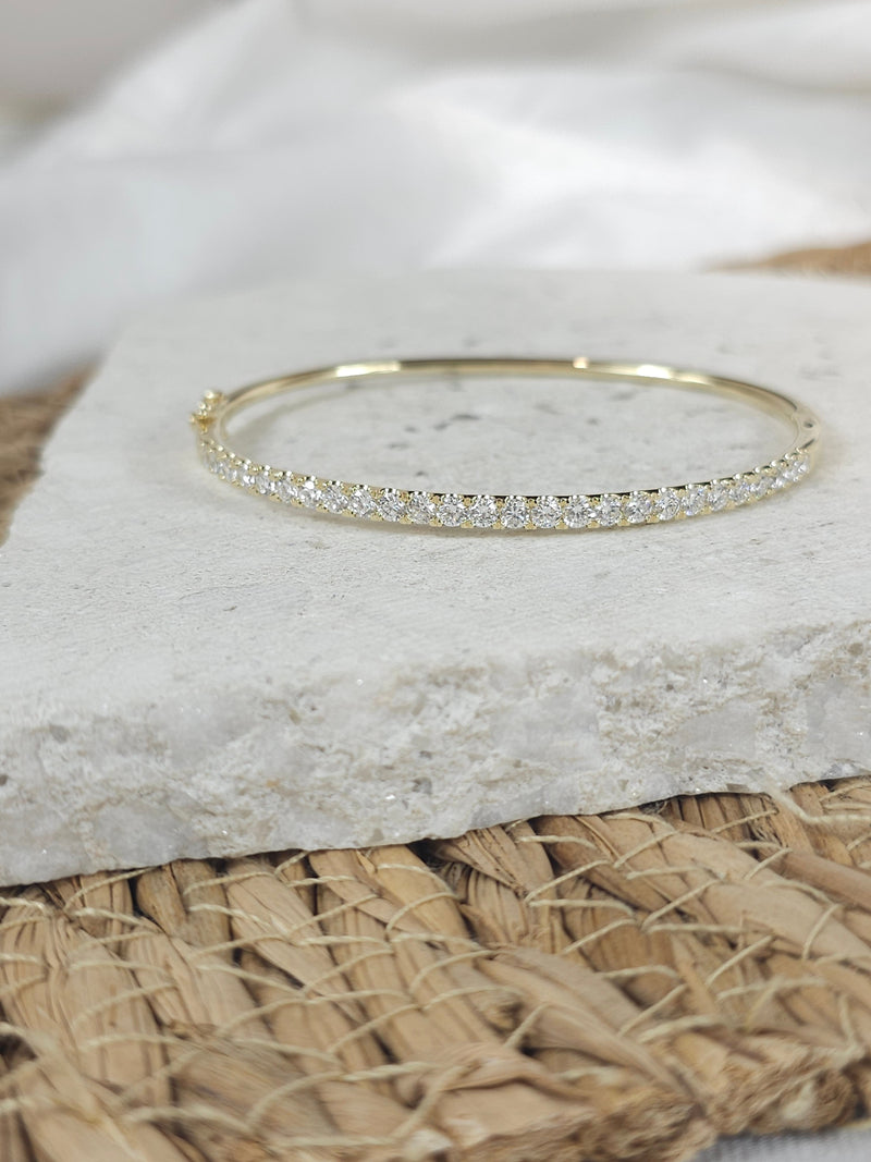 9ct Yellow Gold Lab-Grown Diamond Bangle, 2ct total