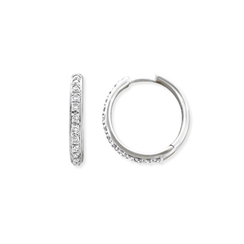 9ct White Gold 0.16ct Diamond huggie earring