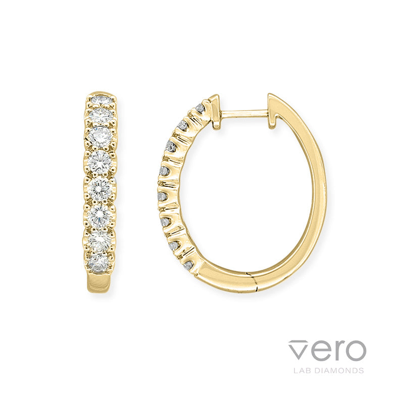 9ct Yellow Gold Lab-Grown Diamond huggie earrings, 1ct total