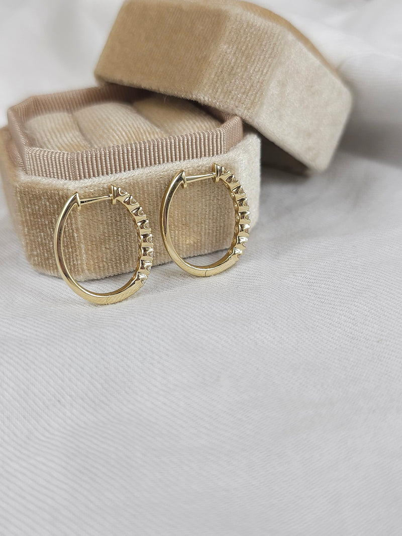 9ct Yellow Gold Lab-Grown Diamond huggie earrings, 1ct total