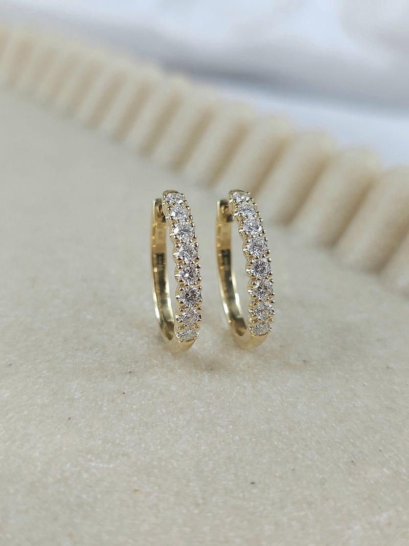 9ct Yellow Gold Lab-Grown Diamond huggie earrings, 1ct total
