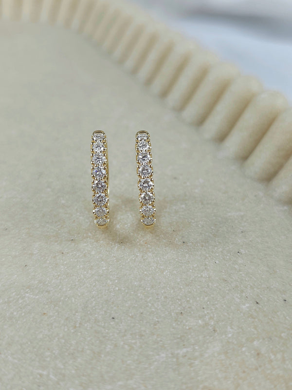 9ct Yellow Gold Lab-Grown Diamond huggie earrings, 1ct total