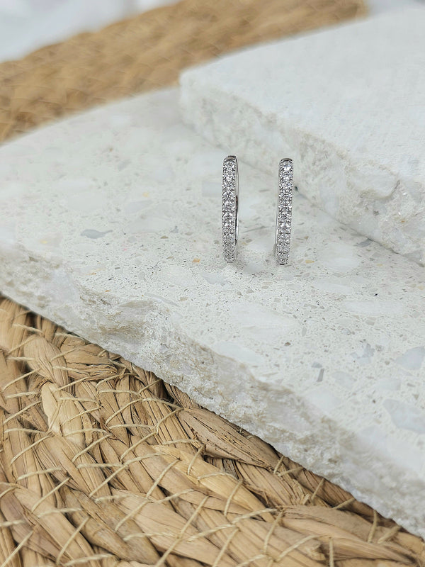 9ct White Gold Lab-Grown Diamond huggie earrings, 0.50ct total