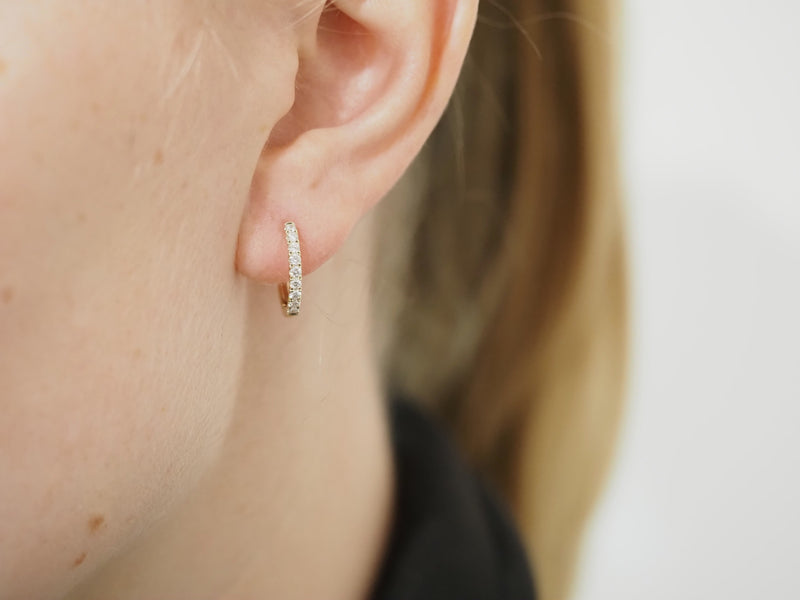 9ct Yellow Gold Lab-Grown Diamond huggie earrings, 0.16ct total