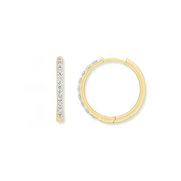 9ct Yellow Gold Lab-Grown Diamond huggie earrings, 0.16ct total