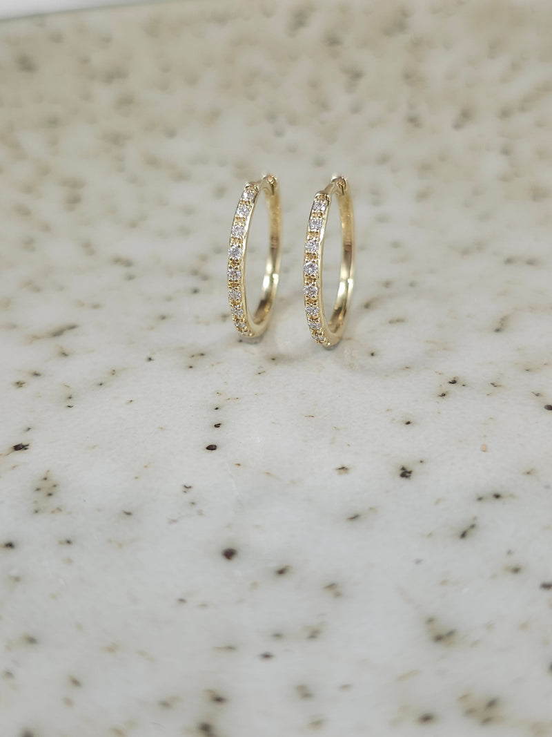 9ct Yellow Gold Lab-Grown Diamond huggie earrings, 0.16ct total