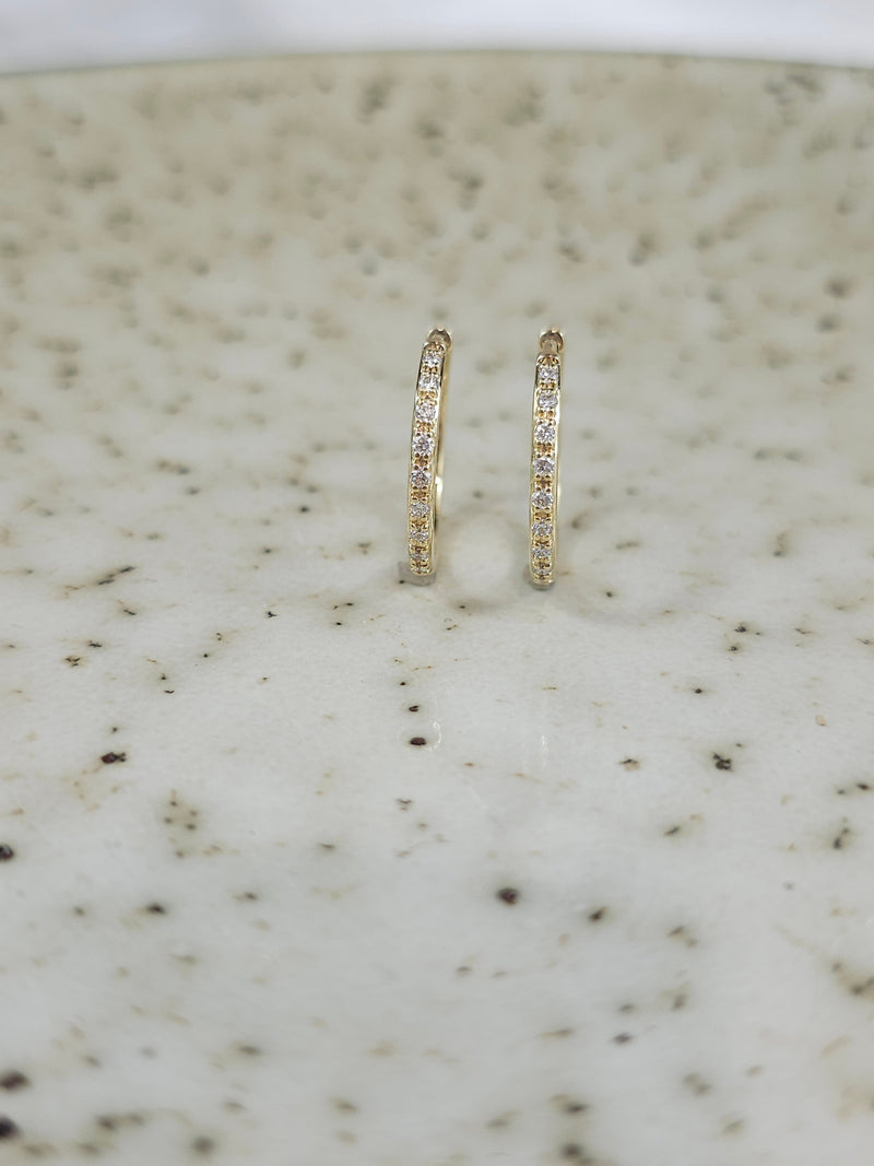 9ct Yellow Gold Lab-Grown Diamond huggie earrings, 0.16ct total
