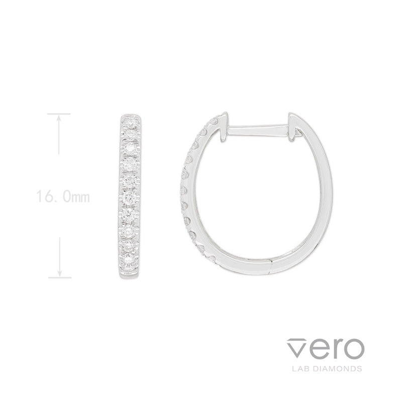 9ct White Gold Lab-Grown Diamond huggie earrings, 0.20ct total