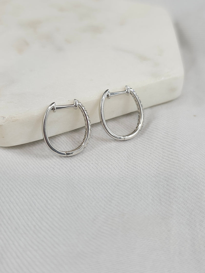 9ct White Gold Lab-Grown Diamond huggie earrings, 0.20ct total