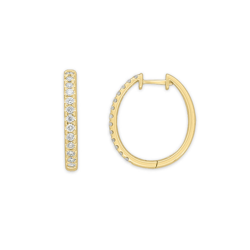 9ct Yellow Gold Claw set Diamond huggies, total 0.50ct