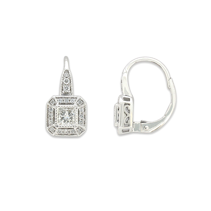 18ct White Gold 0.54 carat Diamond Art Deco Earrings