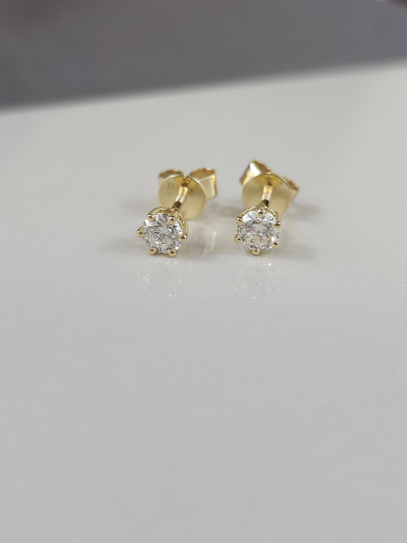 9ct Yellow Gold Lab-Grown Diamond stud earrings, 0.65ct total