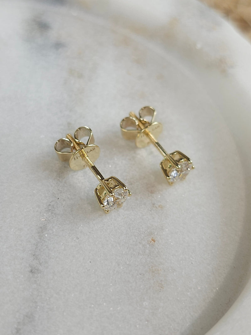 9ct Yellow Gold Lab-Grown Diamond stud earrings, 0.76ct total