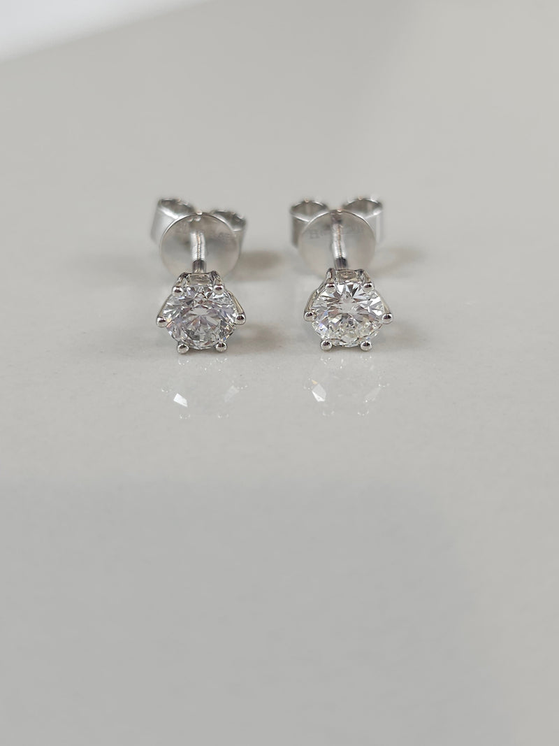 9ct White Gold Lab-Grown Diamond stud earrings, 0.75ct total