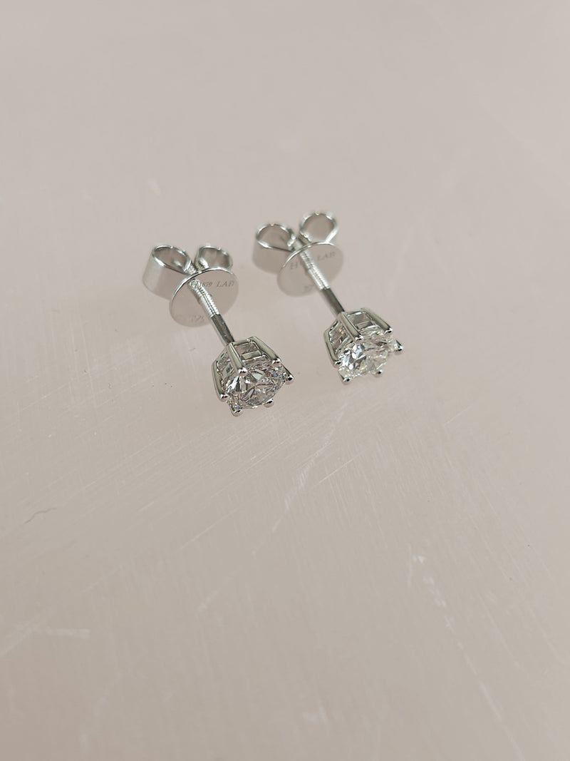 9ct White Gold Lab-Grown Diamond stud earrings, 0.75ct total