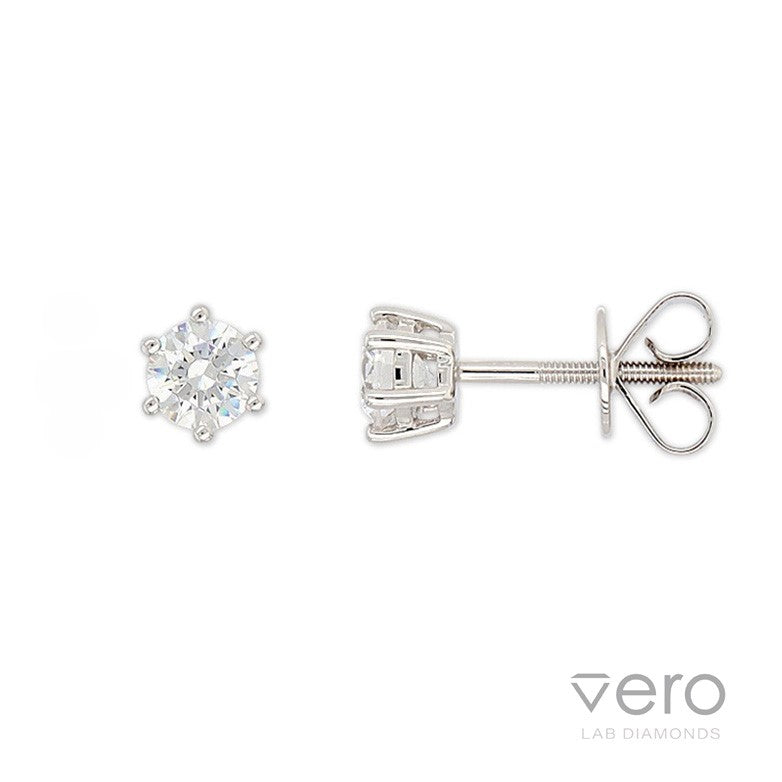 9ct White Gold Lab-Grown Diamond stud earrings, 0.75ct total