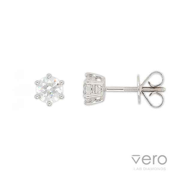 9ct White Gold Lab-Grown Diamond stud earrings, 0.82ct