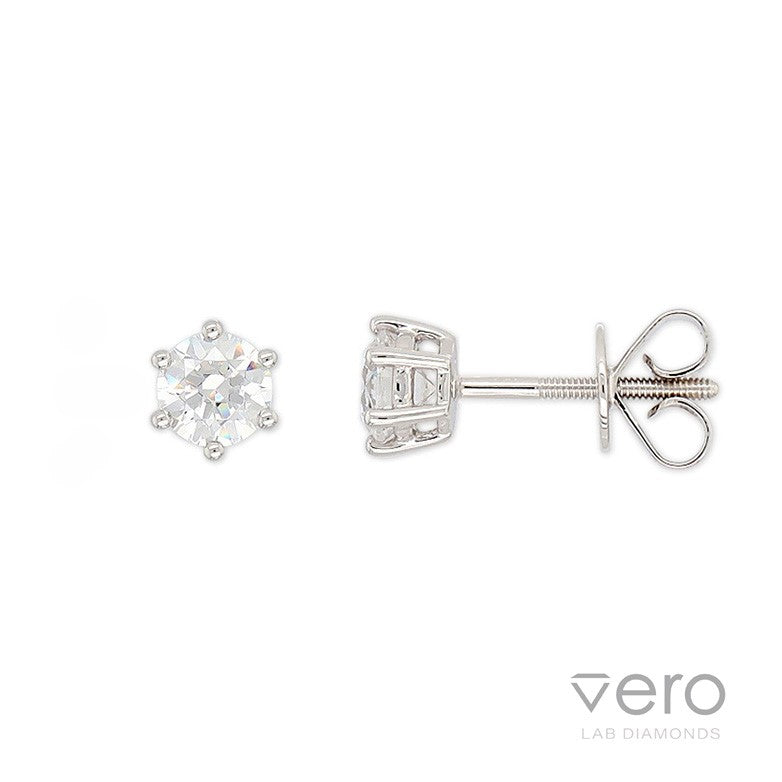 9ct White Gold Lab-Grown Diamond stud earrings, 0.82ct