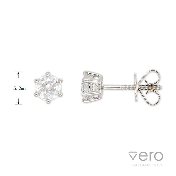 9ct White Gold Lab-Grown Diamond stud earrings, 0.82ct