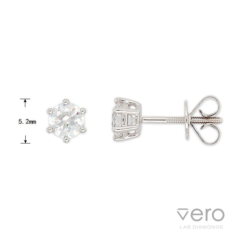 9ct White Gold Lab-Grown Diamond stud earrings, 0.82ct