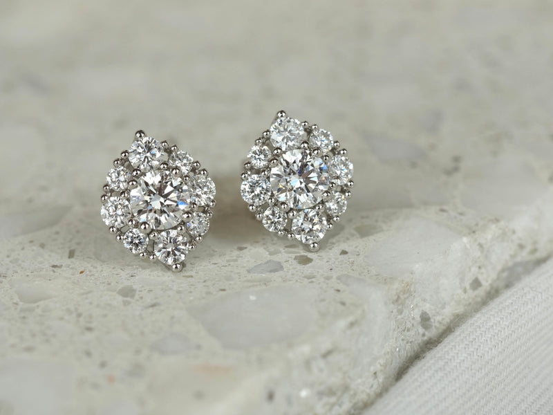 10ct White Gold Lab-Grown Diamond Stud Earrings, 2.04ct total