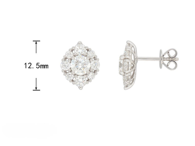10ct White Gold Lab-Grown Diamond Stud Earrings, 2.04ct total